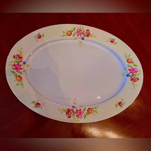 RARE LRG Eschenbach Baronet style Bavarian China Pattern Floral VTG Oval Platter - Picture 10 of 12